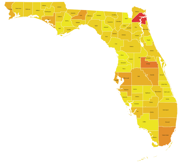 florida car theft heat map 2022 data