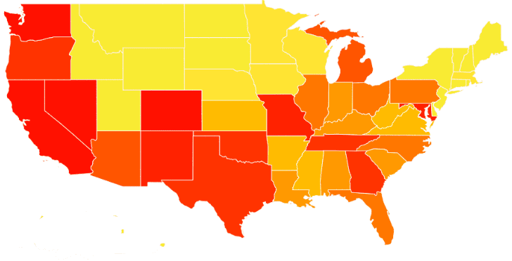 United States Car Theft Hot Spot Map